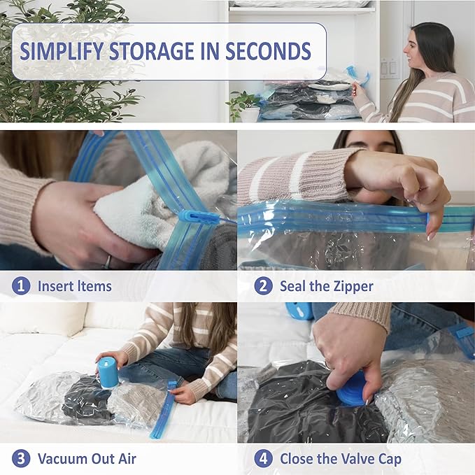 Cozy Essential Travel Vacuum Storage Bags with Rechargeable Cordless Electric Pump, Space Saver Bags for Luggage, Suitcase, Carry-On, for Clothes, Blankets, Comforters, Pillows, 15 Combo