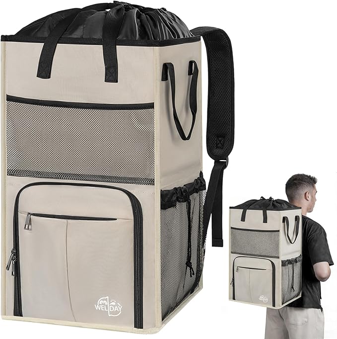 Laundry Backpack Bag,(Only Bag) Extra Large 2 in 1 Laundry Hamper Basket with Shoulder Straps, Freestanding Laundry Bag for College Dorm, Laundromat, Apartment