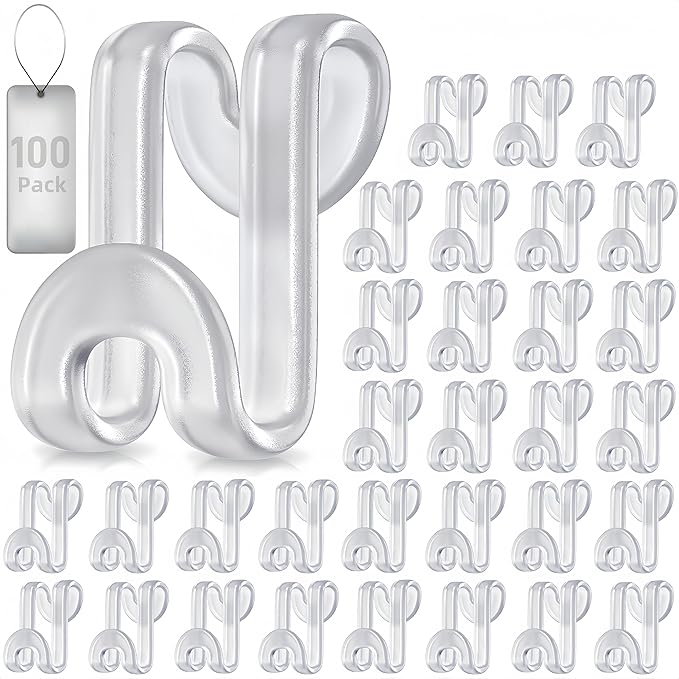 100Pcs Clothes Hanger Connector Hooks, Plastic Space Saving Heavy Duty Hanger Extender Clips for Closet Organizers, Clear