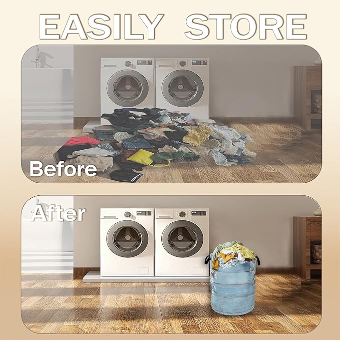 Spring Flowers Laundry Hamper,Rustic Blue Woodboard Clothes Hamper for Laundry,Waterproof Oxford Toy Storage Collapsible Hampers for Bedroom, Dorm Room,Bathroom,16x20 Inch