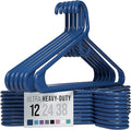NEATERIZE Ultra Heavy Duty Plastic Clothes Hangers - Navy - Durable Coat, Suit and Clothes Hanger. Perchas De Ropa (12 Pack - Navy)