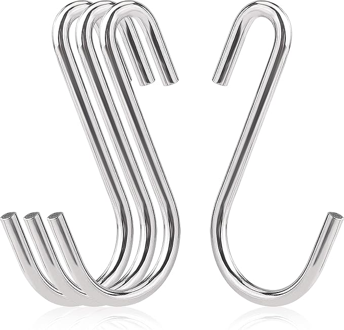 30-Pack Silver S Hooks for Hanging 2.4 Inch – Small S Hooks Carbon Steel Hangers for Jeans, Kitchen Pot & Plant Hanging – Lightweight 0.88 Inch Opening Holder for Wire Shelving, Towel & Purse