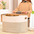 Extra Large Blanket Basket for Living Room, Rectangle Woven Cotton Rope Storage for Blankets, Toys, Clothes, Shoes, 25”x16”x16”, Off White & Brown, 108L