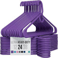 NEATERIZE Ultra Heavy Duty Plastic Clothes Hangers - Purple - Durable Coat, Suit and Clothes Hanger. Perchas De Ropa (24 Pack - Purple)