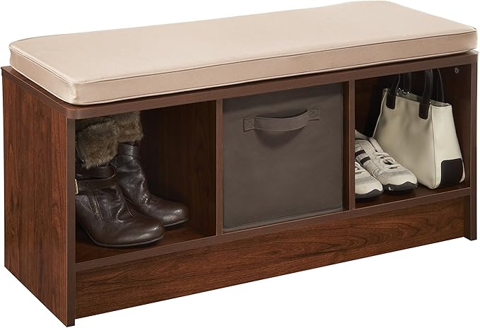 ClosetMaid 1309 3-Cube Storage Bench, Dark Cherry with Tan Cushion