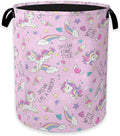 Laundry Hamper,Pink Unicorn Laundry Basket,Dreamy Rainbow Portable Collapsible Laundry Room Organization Storage for Dorm Room,Nursery,Bathroom,Bedroom,16x20 Inch