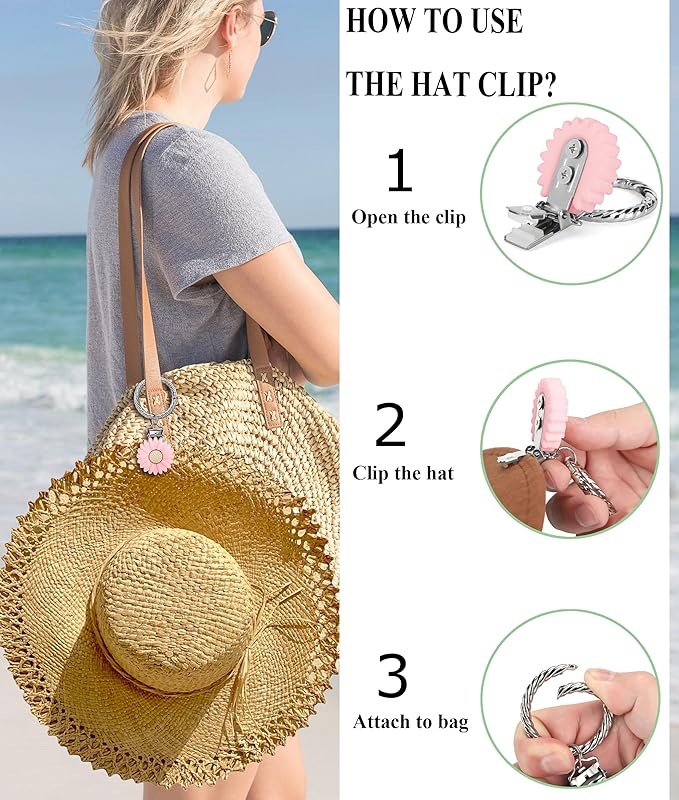Hat Clip - Hat Holder for Travel on Bag - Silicone Hands Free Hat Clip for Purse Luggage - Protect Hat from Falling