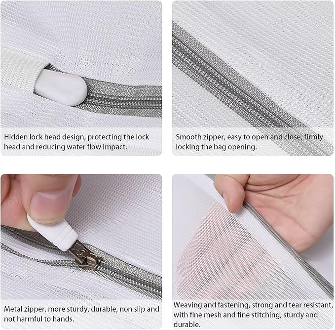 8Pcs Mesh Laundry Bags for Delicates, Premium Zipper, Travel Storage, Washing Bags for Shirts, Bras, Hosiery, Underwear, Lingerie. (Polyester)