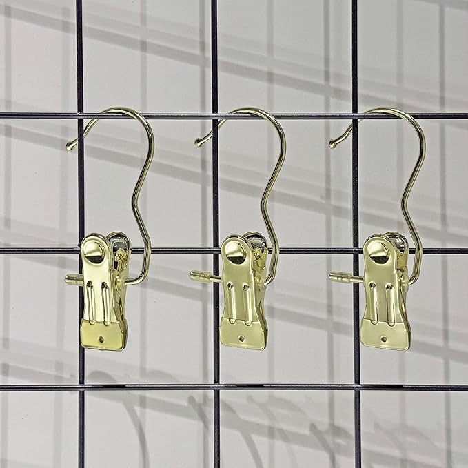 Hangers Clips,Stainless Hooks for Closet Hooks,Heavy Duty Clothespins Laundry Hanging Hooks,Travel Portable Clothes,Boot Tall Towel Hats Socks Pants and Bras (30, Gold)