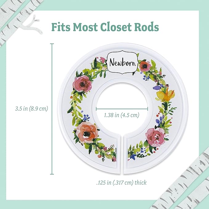 Baby Nest Designs 20 Baby Hangers with 7 Closet Dividers for Nursery Velvet Clothes Hangers Unisex Newborn Essentials Baby Size Organizer for Infant Clothing to 24 Months