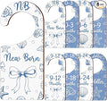 Baby Closet Dividers 8PCS, Blue Shell & Bows Themed Wooden Double-Sided Clothes Size Hanger/Organizer from Newborn to Toddler for Nursery Decor Baby Shower Birthday Party Gift