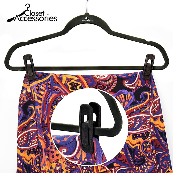 Velvet Clips, 20 Pack, Durable Non- Breaking Material, Matching Hangers of Our Brand and Your existing Velvet Hanger, Suitable to Hang Many Types of Clothes. (Black)