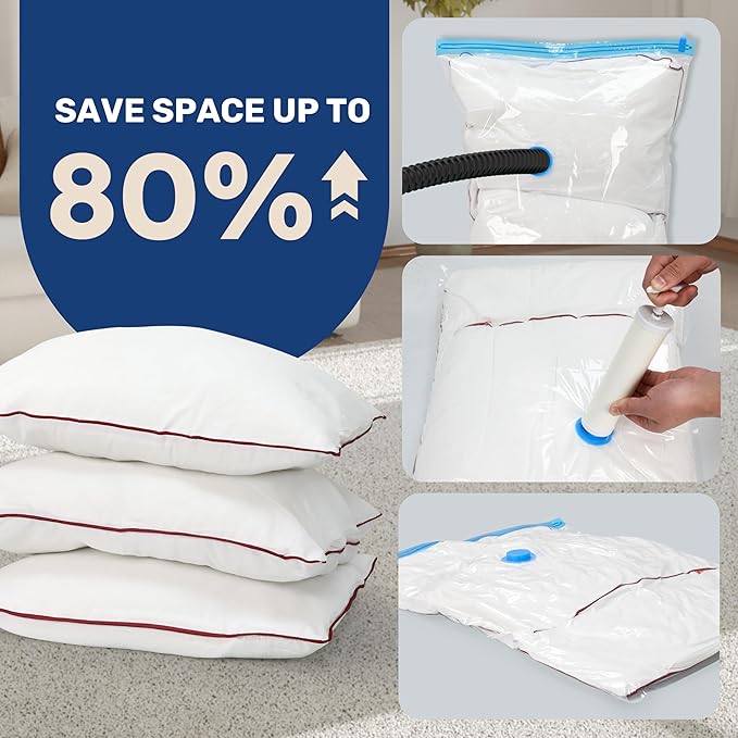 Simple Deluxe 25 Pack Space Saver Bags, Vacuum Storage Bags, Space Saver Bags for Comforters, Blankets, Bedding, Pillows and Clothes, Hand Pump Included(5 Jumbo/5 Large/5 Medium/5 Small/5 Roll M)