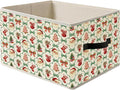 Red and Green Coquette Bow Santa Trellis Christmas Storage Bin Box with Handles, Gingerbread Stocking Tree Holiday Foldable Organizer Basket Toybox for Girls Room Bedroom Clothes Toys Books