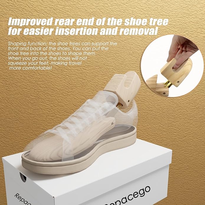 Wooden Shoe Tree for Men Women, Shoe Trees for Sneakers Leather Shoe Shaper for Wide Feet