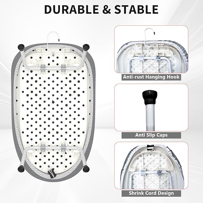Small Tabletop Ironing Board with Cloth Rack Hanger and Heat Resistant Cover & Pad, 24"x14.5" Portable Compact Iron Board with Non-Slip Folding Feet for Home, Apartment, Small Spaces & Travel, Grey