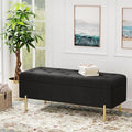 Andeworld Velvet Storage Bench, Modern Bedroom Bench, Upholstered Tufted Large Settee Ottoman with Storage Bench for Bedroom,Living Room,Entryway,Black