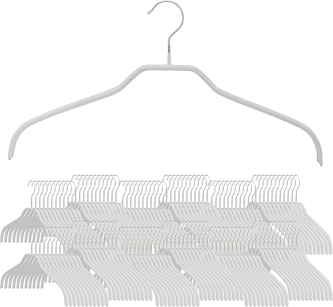 Mawa by Reston Lloyd Silhouette Series Non Slip Saving Clothing Hanger for Shirts and Dresses, Style 41/F,Set of 140, White