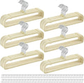 60sets/120pcs Velvet Pants Hangers Non Slip Beige Felt Hangers with 60 Cascading Hooks, Space Saving 360 Degree Swivel Hook Closet Organizer for Jeans, Trousers, Leggings, Tank Top, Shorts and Skirts