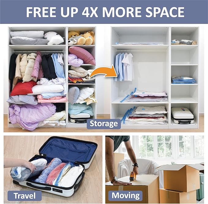 Cozy Essential 4 Pack XXL Jumbo Vacuum Storage Bags, Extra Sealed Bags for Comforters, Bedding, Blanket Storage, Space Saver Large Huge Stuffed Toy (47.2x35in), Transparent