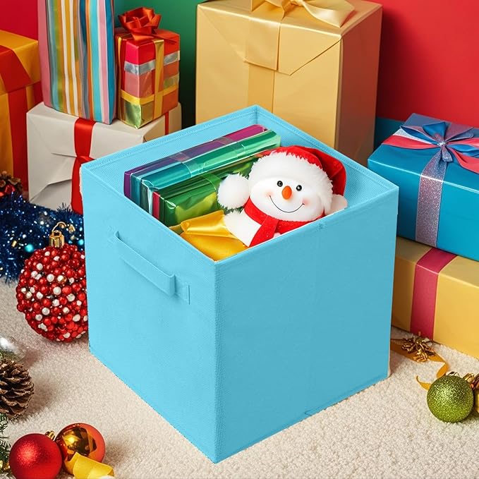 ShellKingdom Foldable Fabric Storage Cubes And Cloth Organizer Drawer For Closet And Toys, 6 Pack (Light Blue)