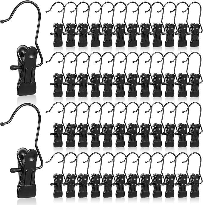 50Pcs Boot Hanger Clips for Closet, Portable Laundry Hooks with Clips, Heavy Duty Boot Hanging Clips, Boot Hangers Space Saving for Boots Pants Jeans Clothes Hats Tall Towels