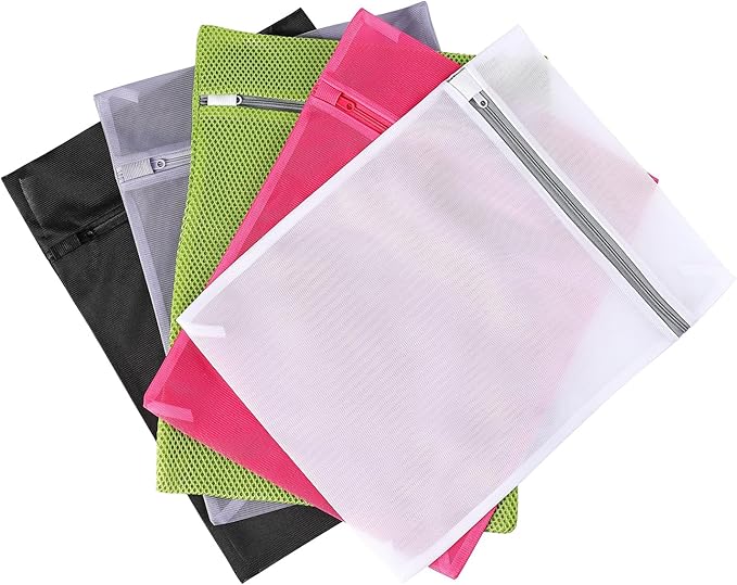 4 pack Mesh Laundry Bags,Mesh Wash Bags,Lingerie Bags for Washing Delicates,12 x 16 Inches lingerie bags for Laundry, Travel Storage Organize Bag for Cotton Clothes,Sheet, Shoes (WHITE)