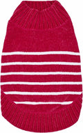 Blueberry Pet Cozy Soft Chenille Classy Striped Dog Sweater in Hot Pink, Back Length 14", Pack of 1 Clothes for Dogs
