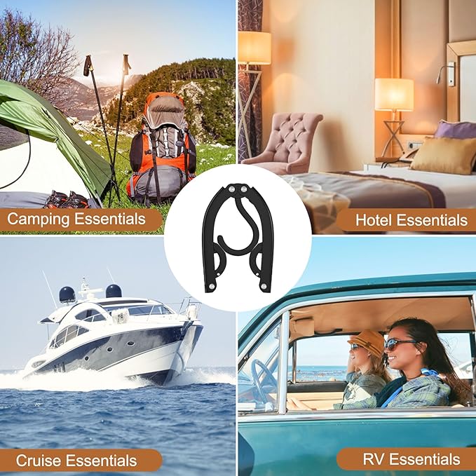 10 Pcs Portable Travel Hangers for Cruise Ship Essentials 2026, Plastic Folding Foldable Hangers Clothes Drying Rack Travel Accessories for Suitcase, RV, Camping, Flying, Hotel, Road Trip (Black)