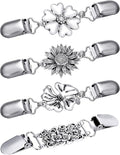 Jetec 4 Pieces Vintage Sweater Shawl Clips Retro Cardigan Collar Dress Shirt Brooch Clips for Women Wearing, 4 Styles