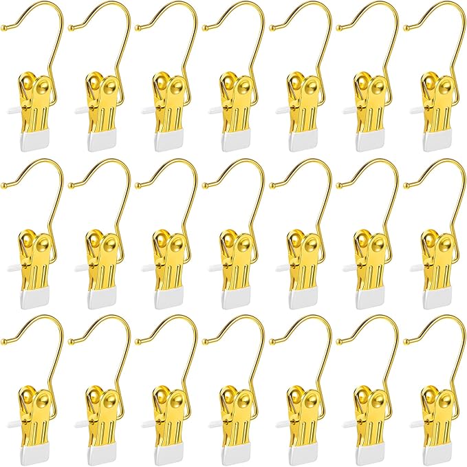 Hotop 20 Pieces Boot Hanger Clips for Closet, Laundry Hanging Hooks Heavy Duty Clips Boot Holder Portable Single Hooks Space Saving for Pants Jeans Clothes Hats Tall Towels (Gold)