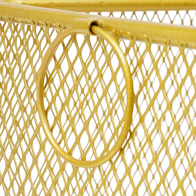 Wire Metal Rolling Laundry Basket On Wheels,Gold Mesh Wire Laundry Basket Storage Cart for Bathroom Bedroom Dirty Clothes Storage (I)