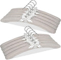 JS HANGER Padded Hangers - 17 Inch Extra Large Heavy Duty Linen Covered Coat Hangers No Shoulder Bump for Women Clothes, Sweaters, Dresses, Clothing, Weddings, Lingerie Pack of 10, Linen Gray