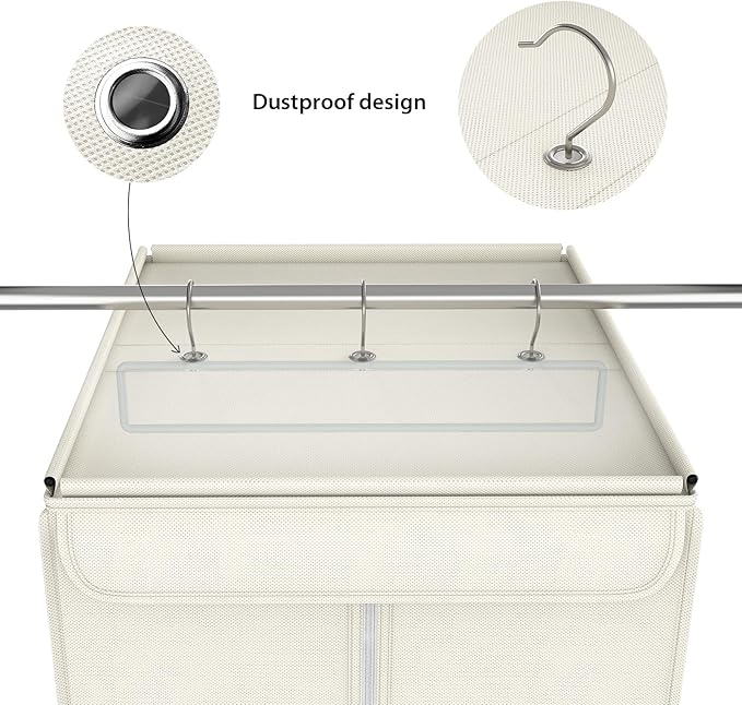 Zilink Suit Bags for Closet Storage 40" Hanging Garment Bags for Storage with Clear Window Space Saving Clothing Storage Bags for Suits, Shirts, Short Skirts, Beige, 2-Pack