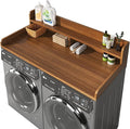 2-Tier Washer and Dryer Countertop with 2.75" H Guard,54" W x 27.5" D Laundry Countertop Cover with Non-Slip Pad,Large Space Laundry Topper for Folding Clothes Over Washer and Dryer-Brown