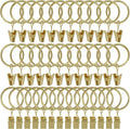 40 Pack Gold Curtain Rings with Clips, Curtain Hooks Hangers Clip Rings for Hanging Drapes Bows Hat, Drapery Rings 1.26 in I D, Fits up to 1 in Diameter Curtain Rod.