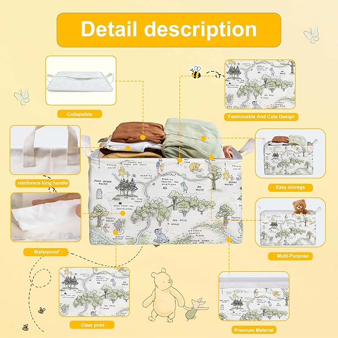 Winnie Nursery Baby Stuff, Winnie Storage Basket, Winnie Nursery Storage Baske Storage Basket With A Waterproof PE Coating, Storage Baskets Suitable For Bathroom and Bedroom