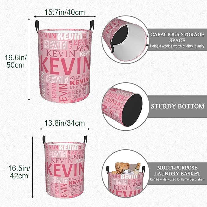 Custom Name Laundry Hamper, Personalized Dirty Clothes Hamper with Name for Bathroom Bedrooms Clothes Storage Organizer, Personalized Gifts for Boys Girls Men Women