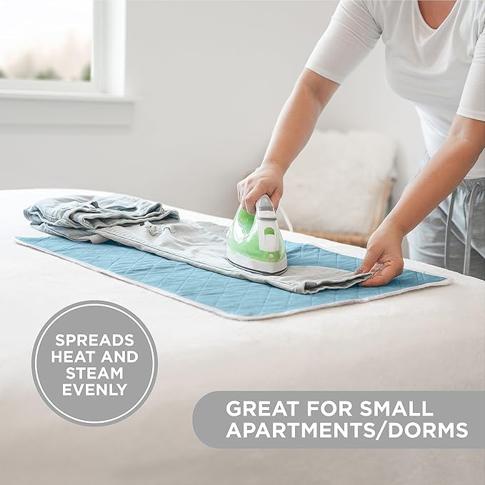 HOLDN’ STORAGE Ironing mat, Magnetic Laundry mat, 28.25” x 19”, Blue, Quilted, Washer and Dryer Countertop, Ironing pad