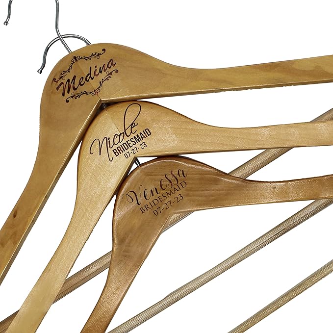 My Personal Memories Custom Engraved Wood Hanger - Personalized for Bride Bridesmaid Wedding Bridal Party