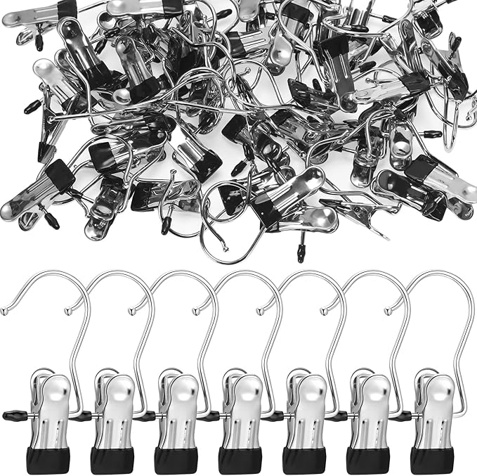 Yinder Boot Hangers Clips Laundry Hooks Hanging Stainless Steel Clothes Pins Portable Clip Hangers for Closet Travel Socks Pants Handbags Hats Towels(Black,350 Pcs)