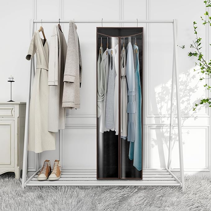 Garment Bags for Hanging Clothes Storage, Long Garment Cover with Zippered Clear Window for Closet Wardrobe Clothes Rack Organizer, Hanging Garment Bags for Dresses, Suits, 1 Pack, Black