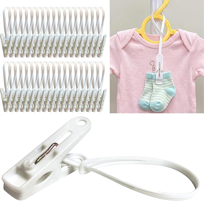 HASHI Baby Clothes & Pants Clips 36 Pack, Non-Slip Hanger Clips with Strong Grip, Space-Saving Organizer for Baby & Toddler Laundry, Closet, Socks, Stroller, Travel & Drying Rack