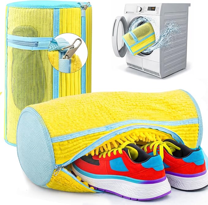 Shoe Washing Machine Bag (2 Pack) – 360° Thick Protection, Highly Durable Mesh Sneaker Washer w/Zipper Lock & Side Pockets – Deep Cleaning Sneaker Laundry Bag for Spotless Shoes