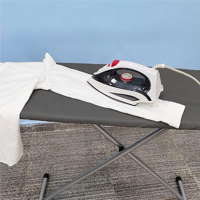 Ironing Board Cover and Pad, Standard Size 15x54, Thick Padding, Elastic Edge, Silicone Coated, Resist Scorching, Adjustable Fastener, Heavy Duty Padded Iron Board Covers (Black)