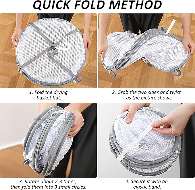 AUTODECO 2 Pack 2-Tier Folding Mesh Clothes Hanging Dryer, Sweater Drying Rack, Large Laundry Drying Rack, Lay fold Flat Dry Hanger, Mesh Clothes Hanging Dryer - M(2Tier)+L(2Tier)