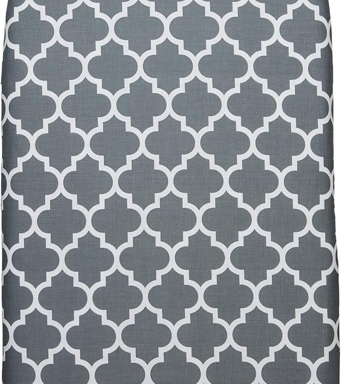Ironing Board Cover and Pad (Grey Lattice), 100% Cotton with Ultimate Double Padding by Seymour Home Products; Fits Full Size Board | Stain and Scorch Resistant; Elastic Edge | Laundry Accessories