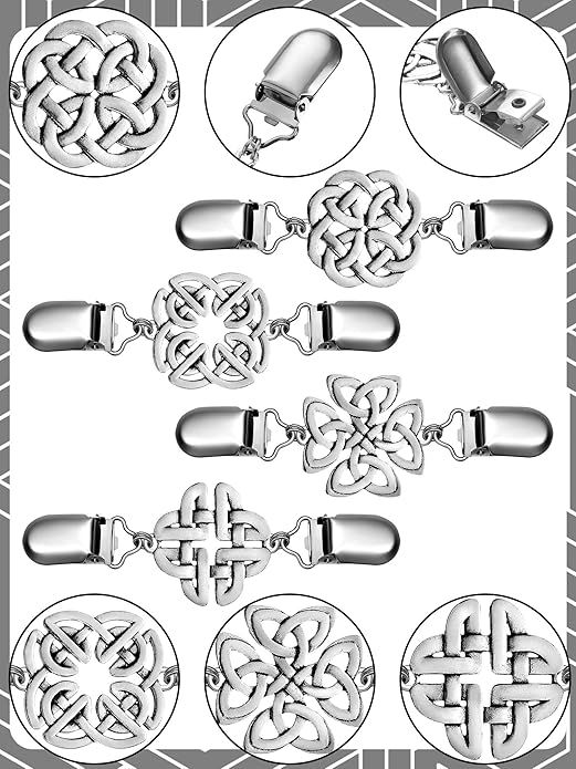 Jetec 4 Pieces Vintage Sweater Shawl Clips Retro Cardigan Collar Dress Shirt Brooch Clips for Women Wearing, 4 Styles