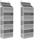 2 Pack Over The Door Organizer, Hanging Storage Organizer with Clear Window, 40lb Ultra Sturdy Large Capacity Room Organizer for Pantry Laundry Bathroom Nursery Closet (Grey)