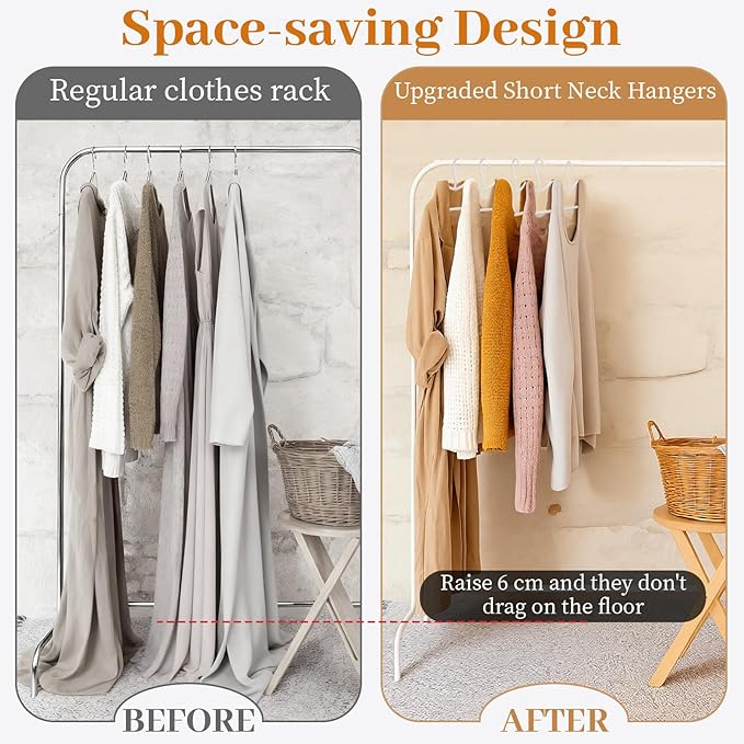 LemonRoad 50 Pcs Plastic Short Neck Hangers, Anti-Slip Space Saving Hangers for Shirts Pants Clothes Smooth, Not Velvet